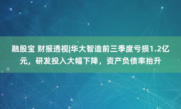 融股宝 财报透视|华大智造前三季度亏损1.2亿元，研发投入大幅下降，资产负债率抬升
